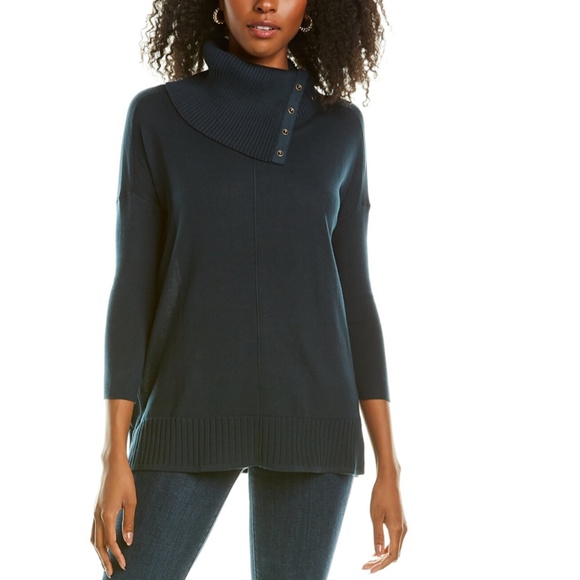 NEW! Lilla P 3/4-Sleeve Snap Neck Tunic Size Small Green - Picture 1 of 2